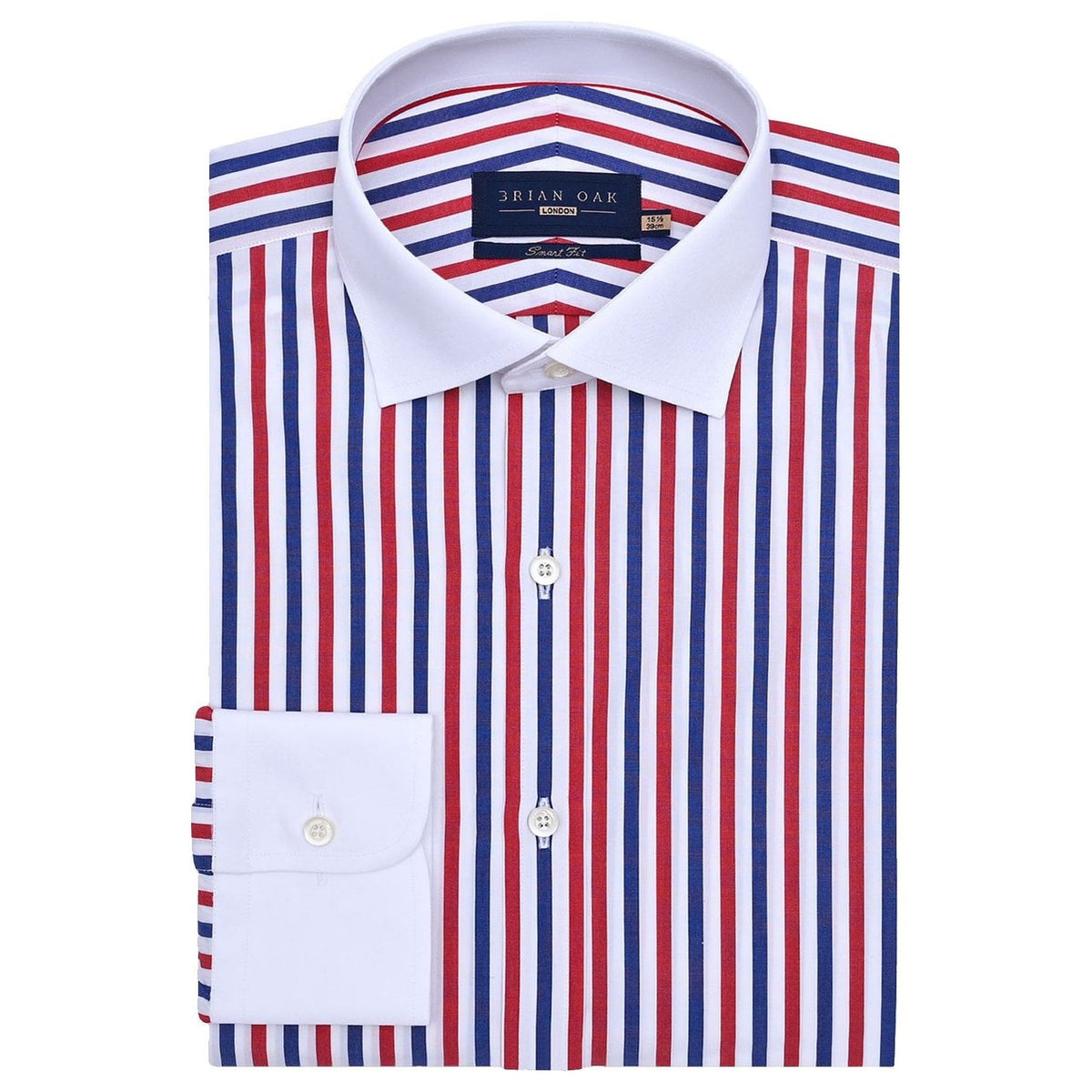 Men's River Blue & Red Striped Shirt with Contrast Collar