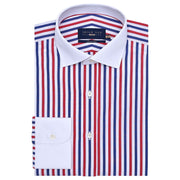 Men's River Blue & Red Striped Shirt with Contrast Collar
