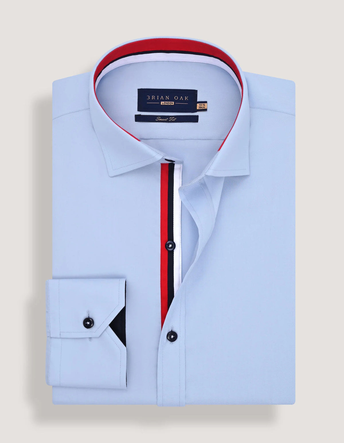 Men's Sky Blue Twill Formal Shirt with Union Jack Contrast Trim