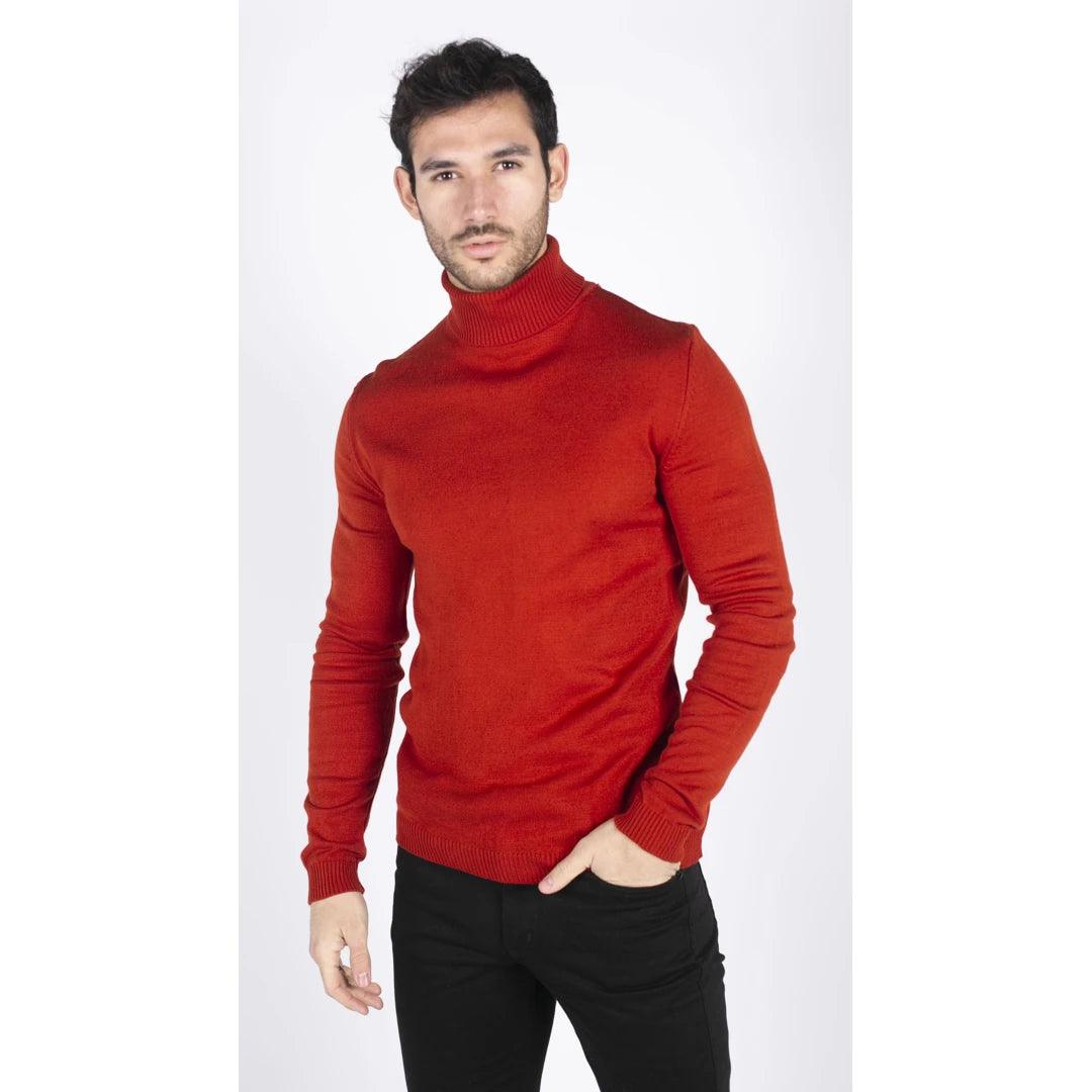 Mens Polar Neck Jumper Roll Neck High Turtle Neck Slim Fit Light Weight - Knighthood Store