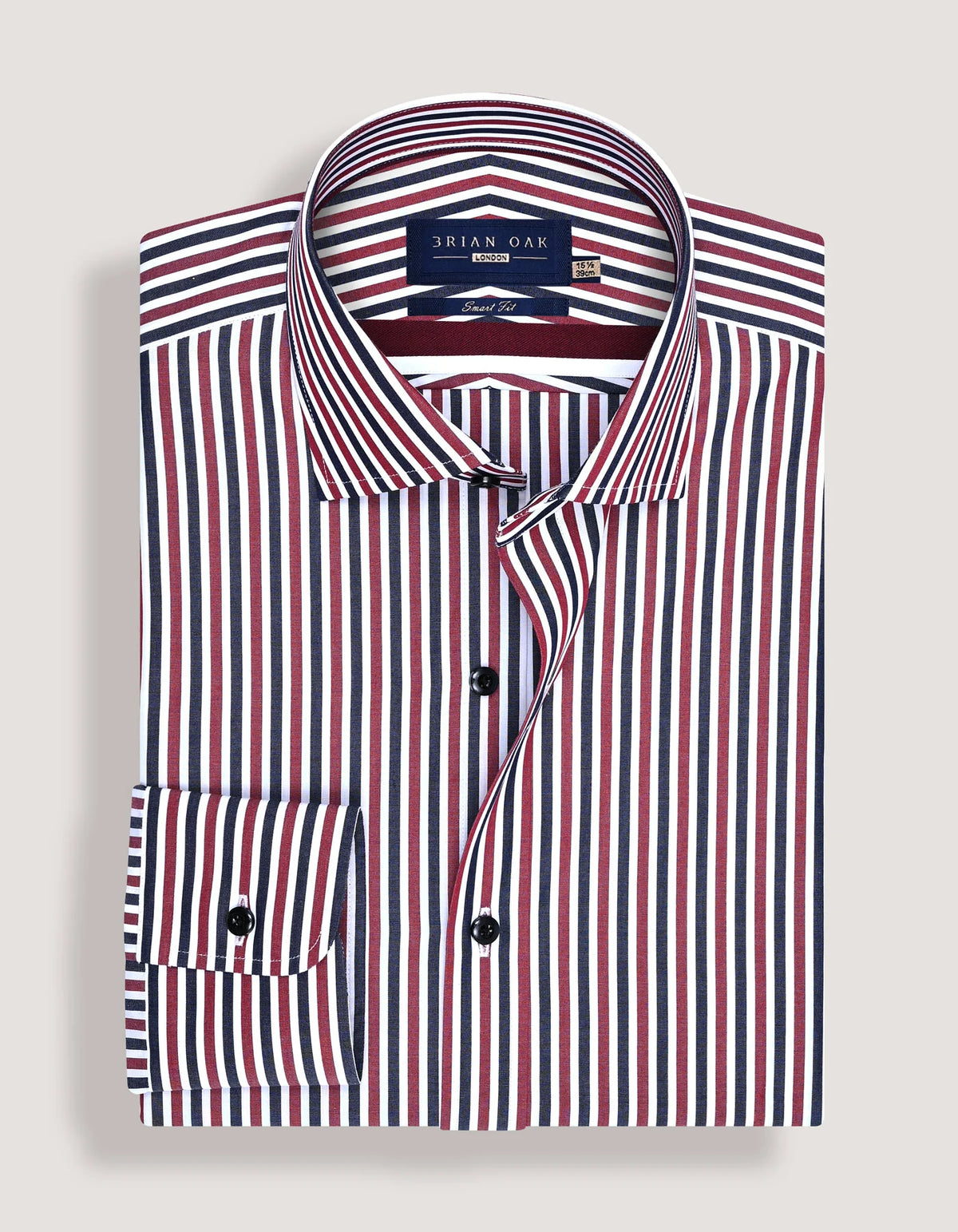 Men's Maroon Striped Cotton Dress Shirt