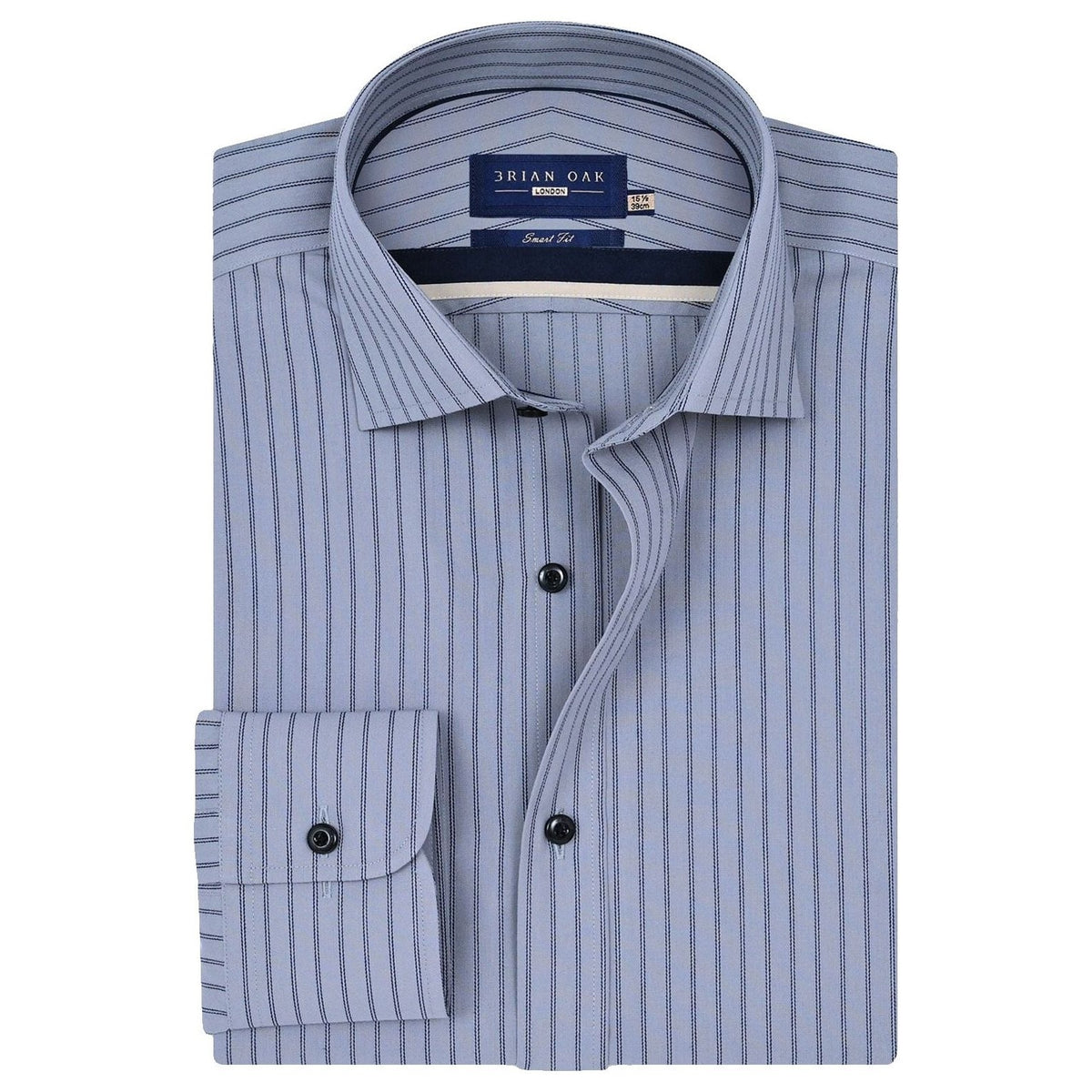 Men's Navy Striped Grey Dress Shirt