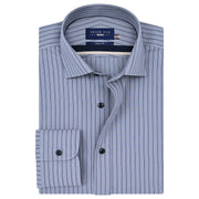 Men's Navy Striped Grey Dress Shirt