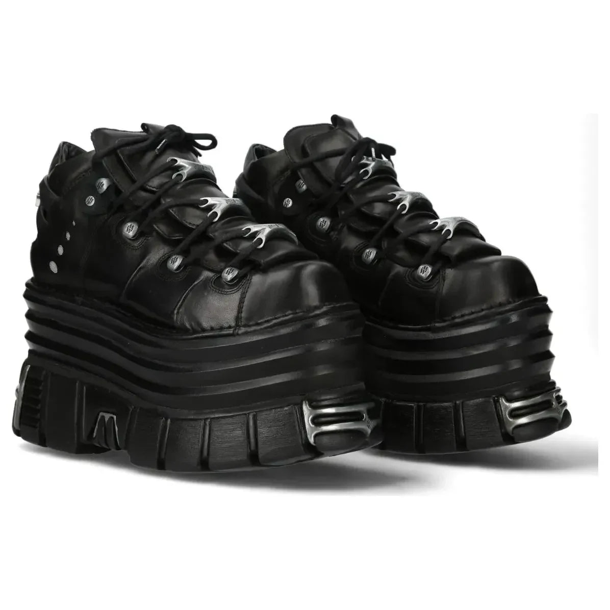 Women's New Rock M-106-C181 Black Gothic Chunky Platform Ankle Boots