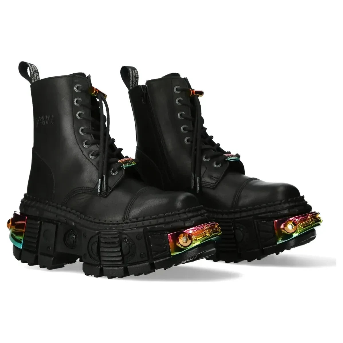 Men's New Rock WALL83CCT-S8 Boots Black Leather Platform Gothic