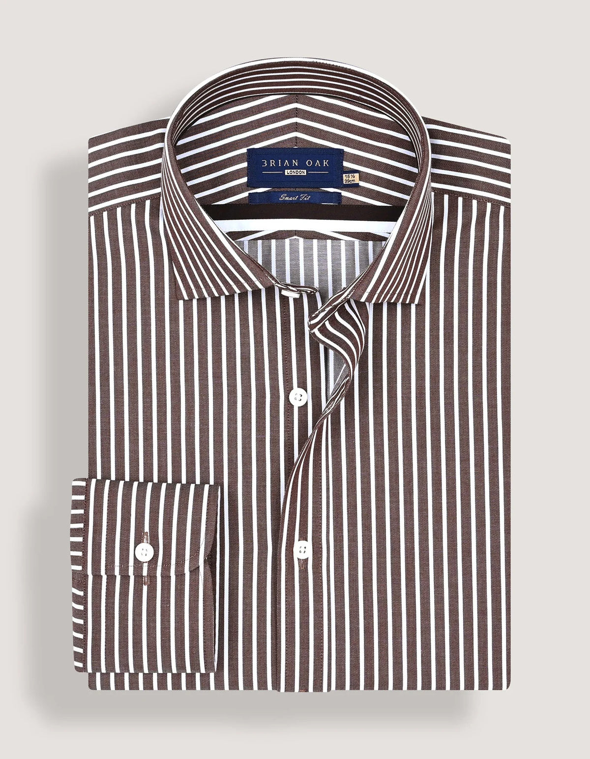 Men's Smart Fit Brown Striped Shirt