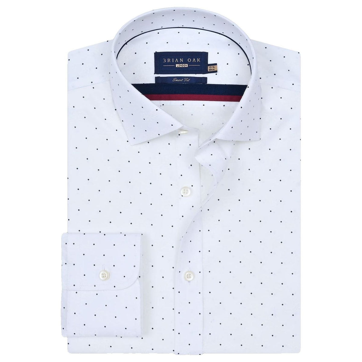 Men's Navy Dotted White Dress Shirt