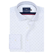 Men's Navy Dotted White Dress Shirt