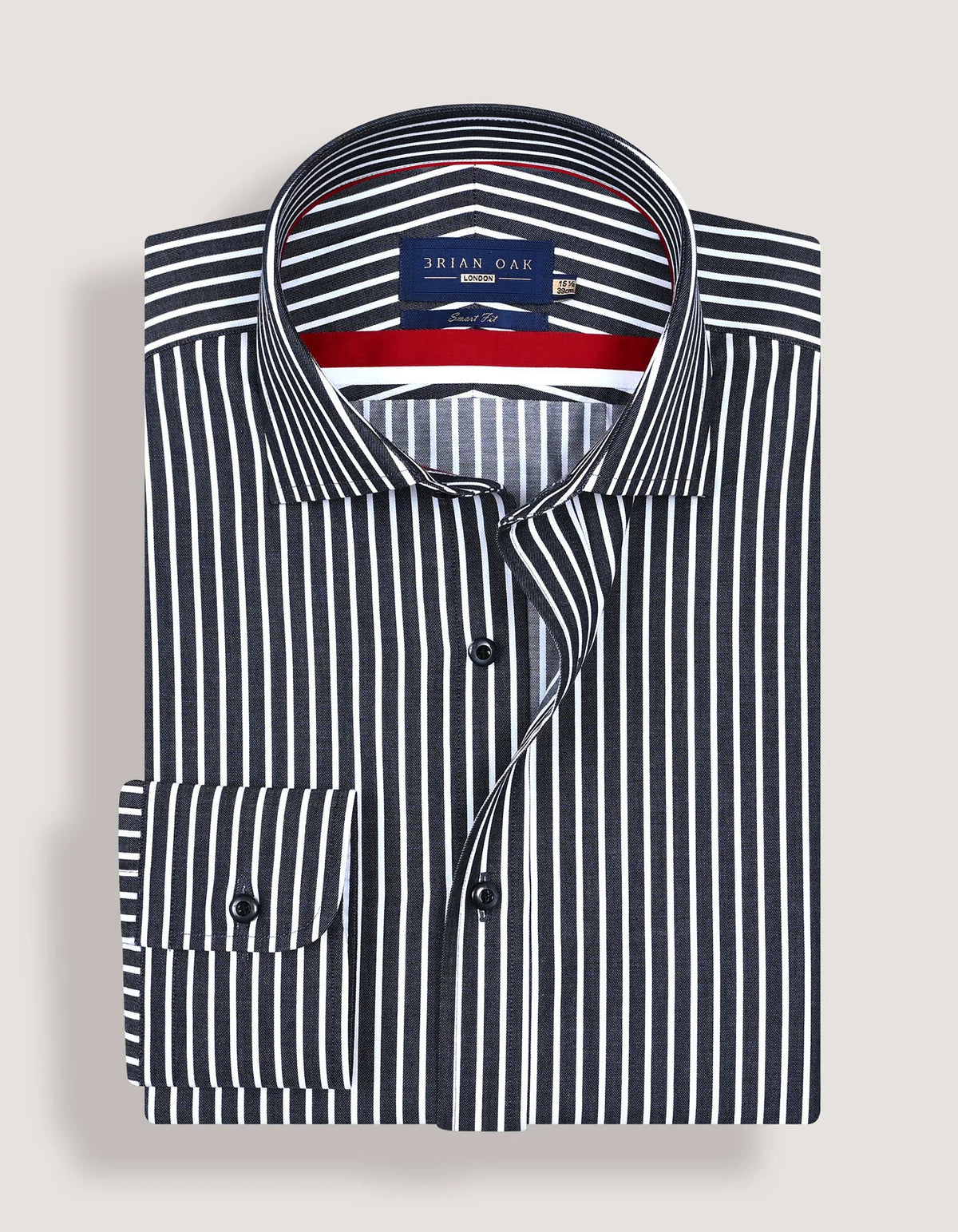 Men's Black Striped Cotton Dress Shirt