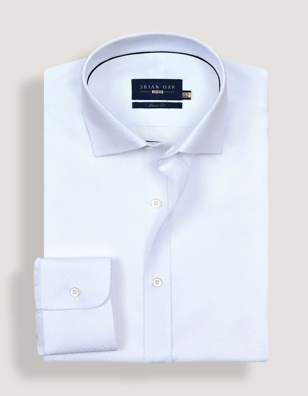 Men's Self Textured White Smart Fit Dress Shirt