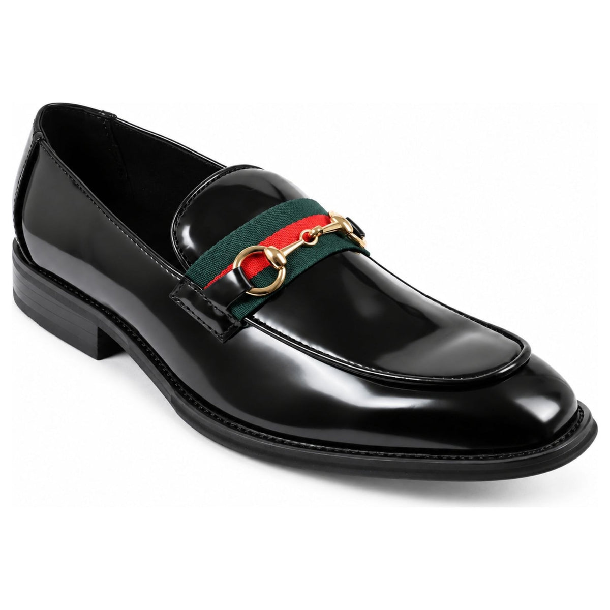 Men's Patent Vegan Leather Slip-On Horsebit Loafers
