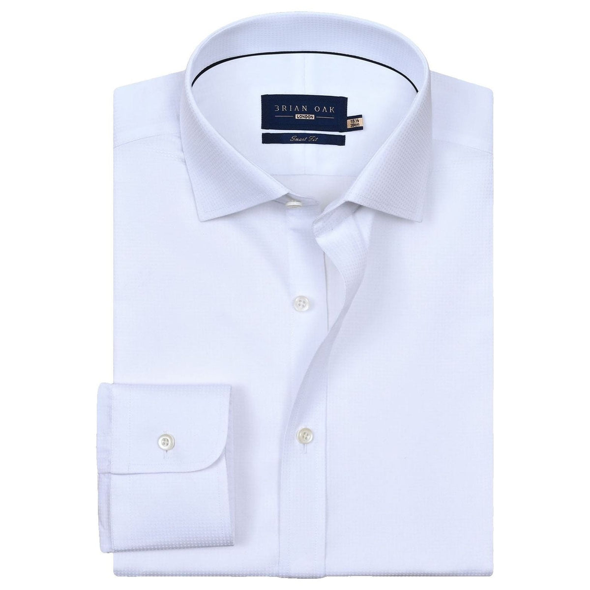 Men's White Dotted Textured Smart Fit Shirt