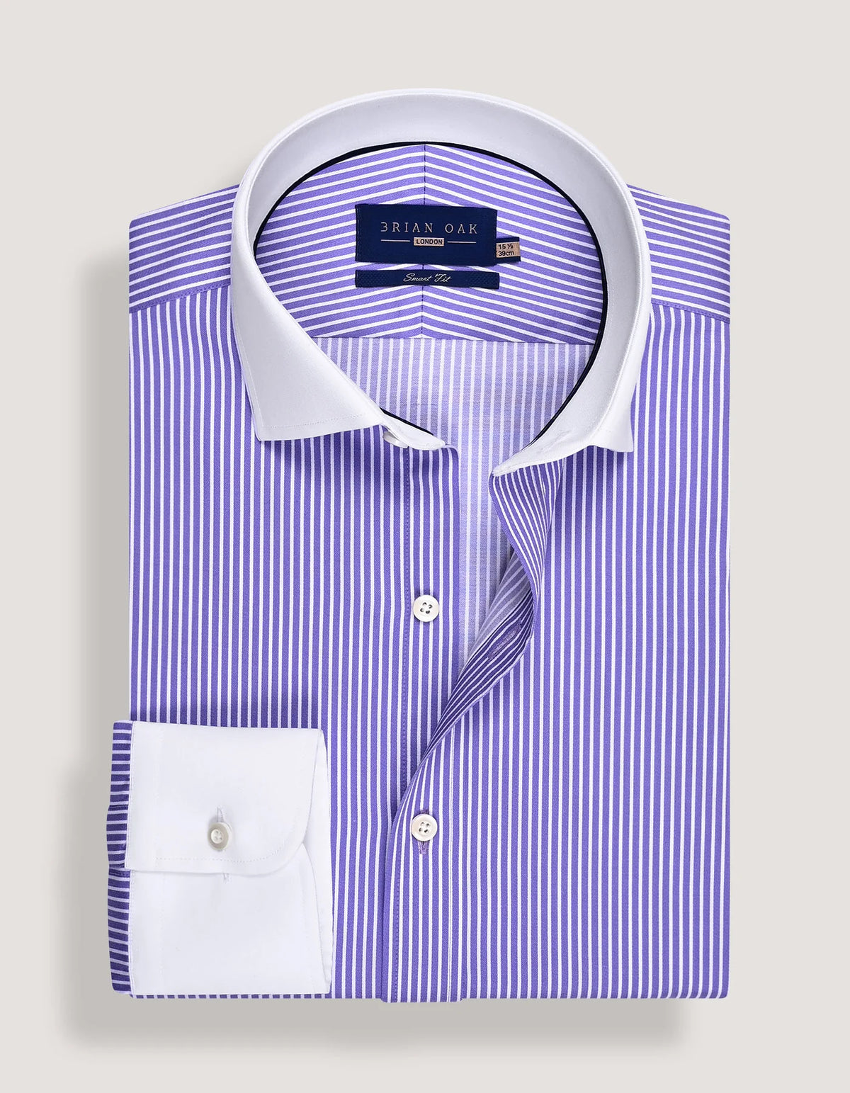 Men's Violet Stripe Shirt with Contrast Collar