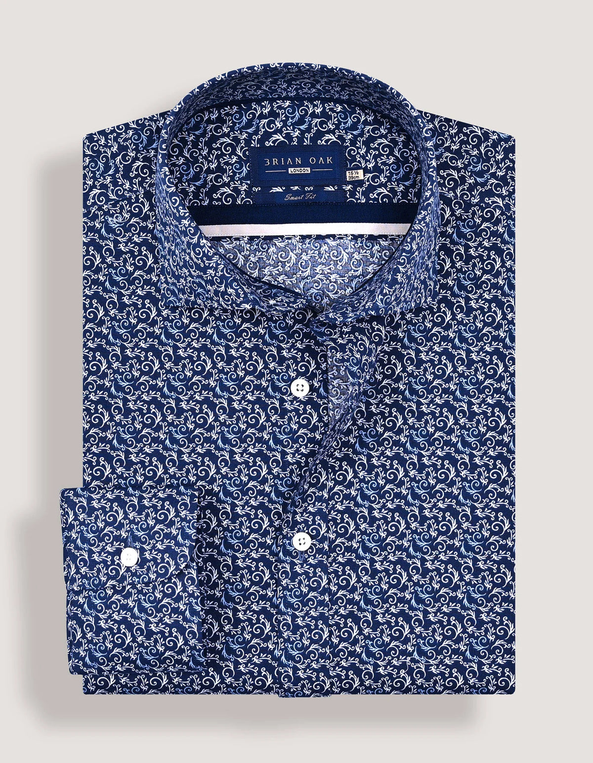 Mens Navy Paisley Print Formal Shirt