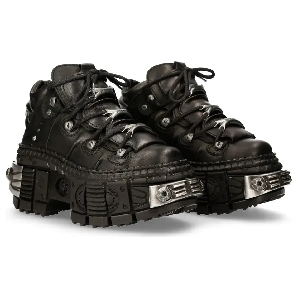 Men's New Rock WALL106-S10 Boots Black Leather Platform Gothic