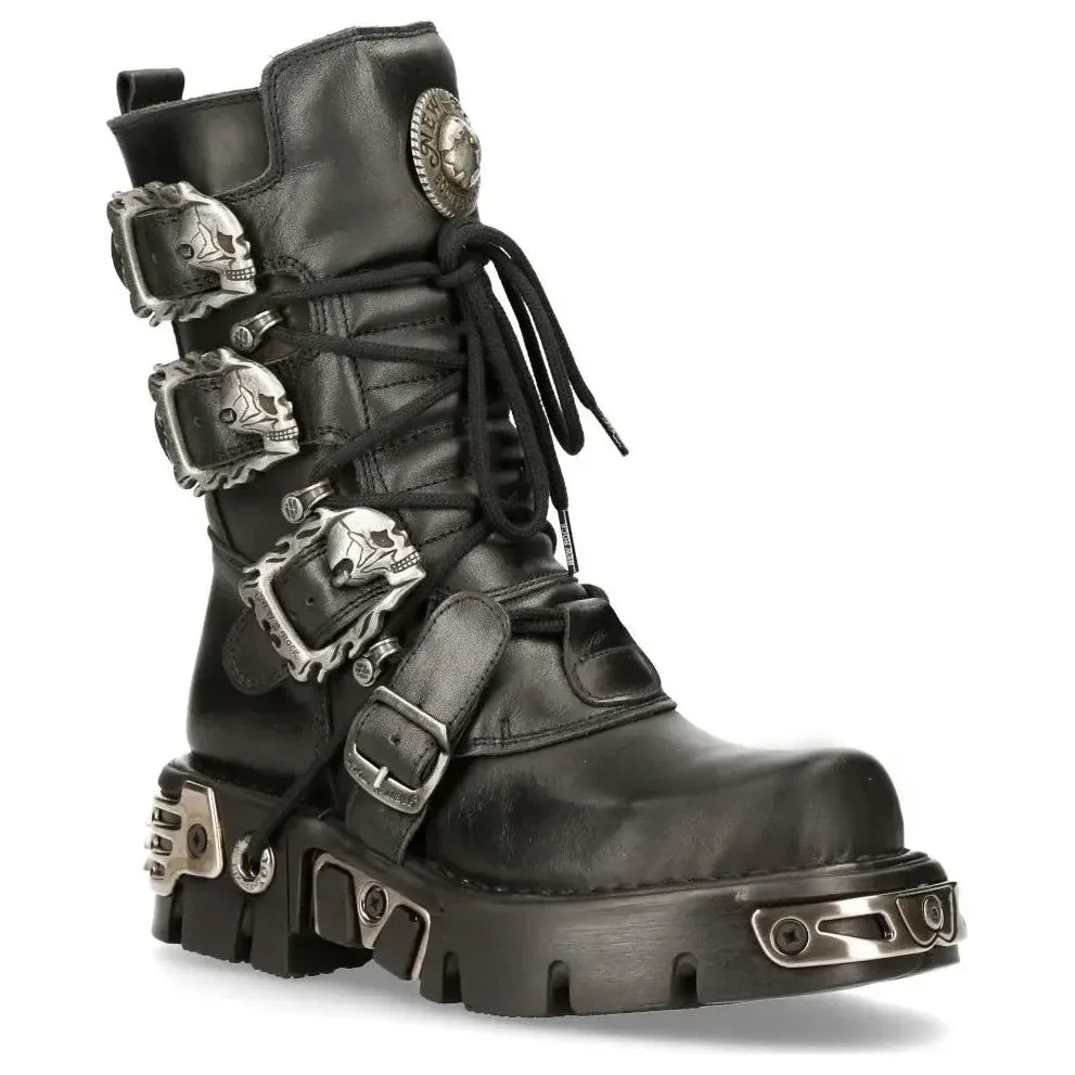 New Rock 391 S1 Reactor Boots Goth Metallic Unisex Black