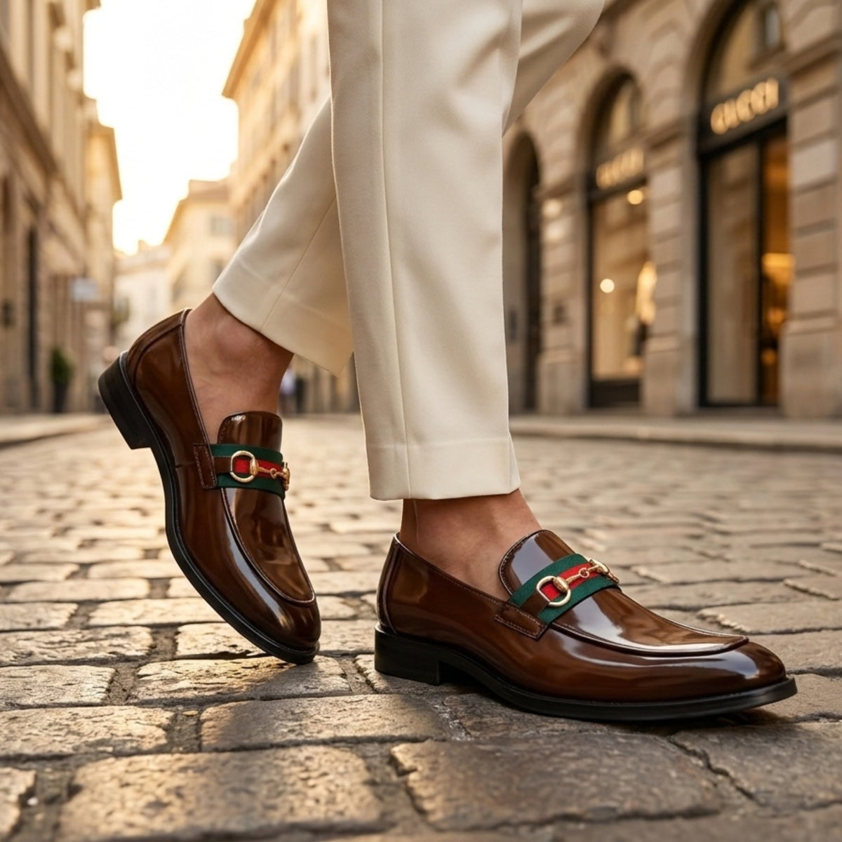 Men's Patent Vegan Leather Slip-On Horsebit Loafers