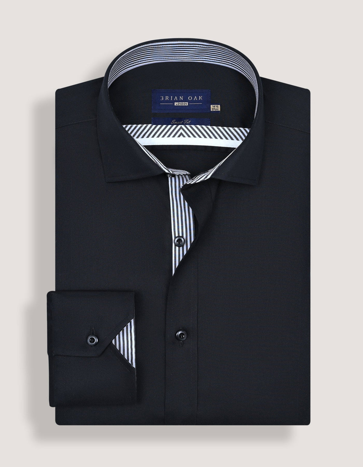 Men's Easy Care Designer Black Satin Shirt