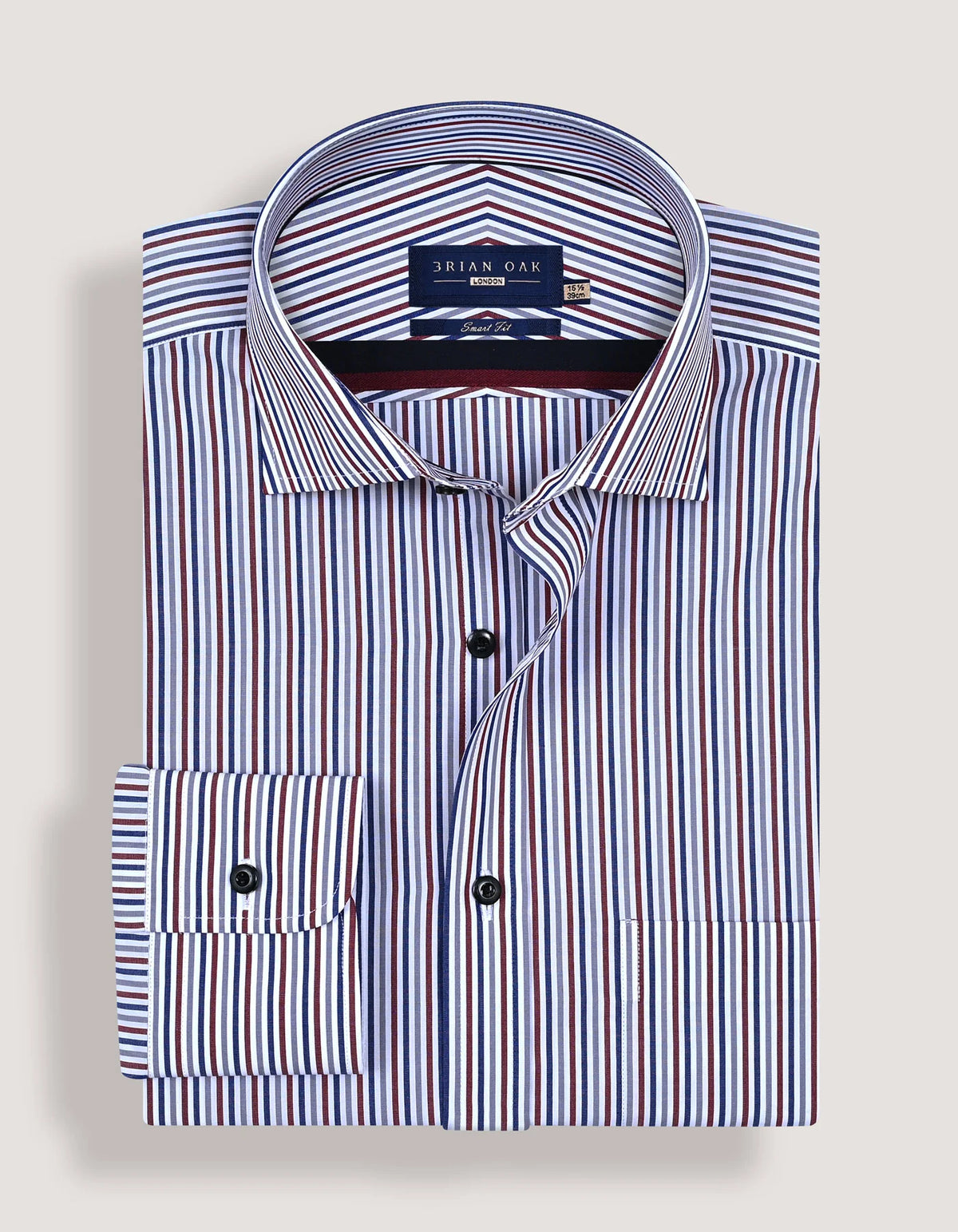 Brian Oak Maroon and White Striped Formal Shirt for Men - Cotton, Smart Casual Style