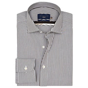 Men's Brown & White Striped Formal Shirt
