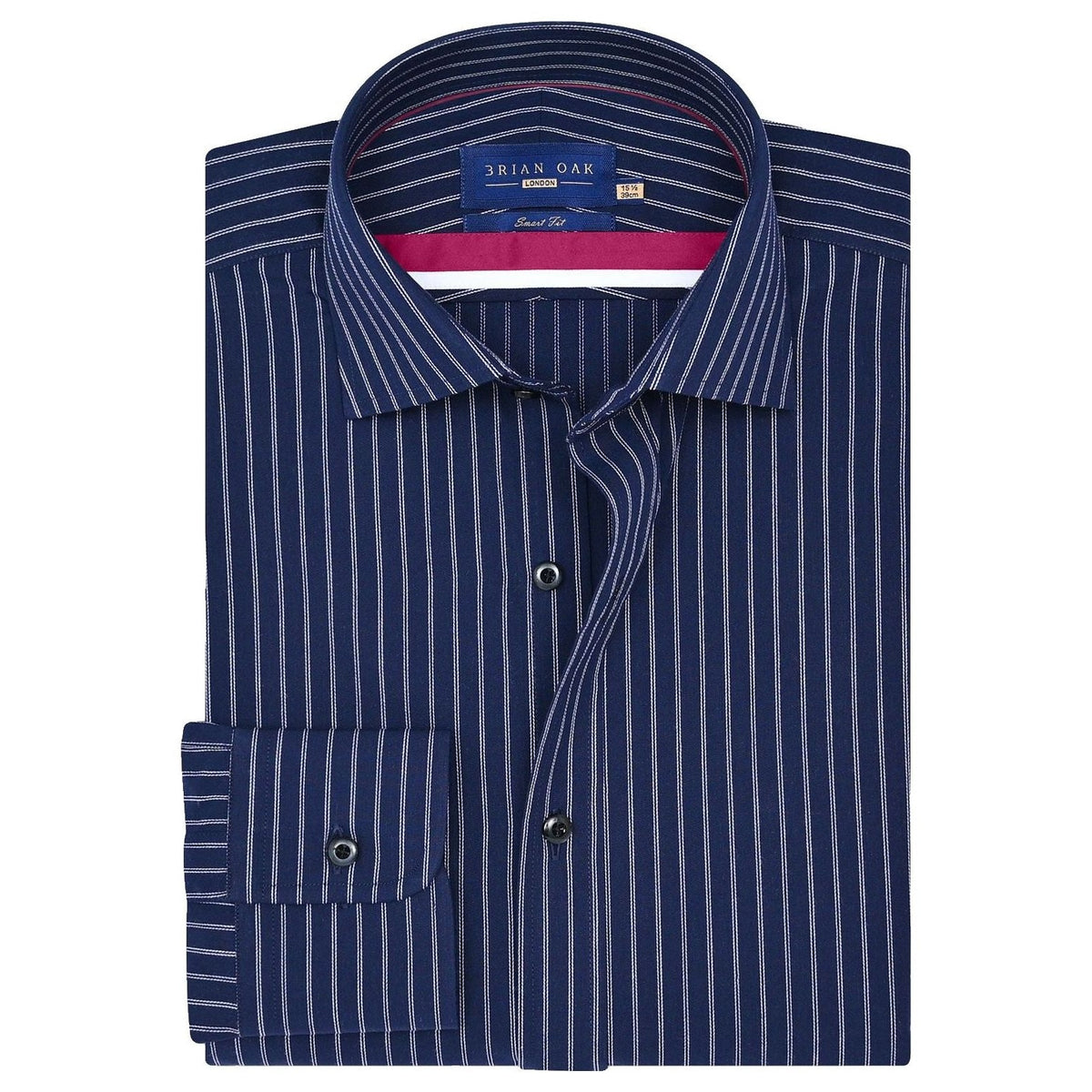 Men's Navy & White Striped Formal Shirt