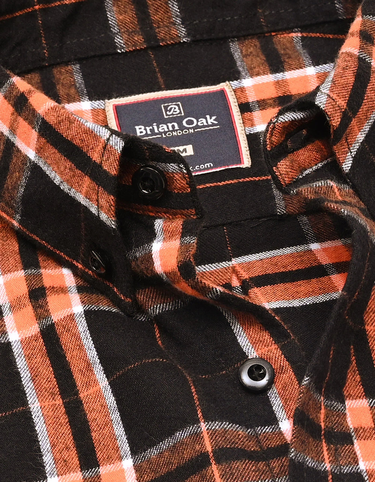Men's Black and Rust Check Flannel Shirt