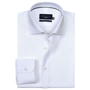 Men's White Self Patterned Dobby Dress Shirt