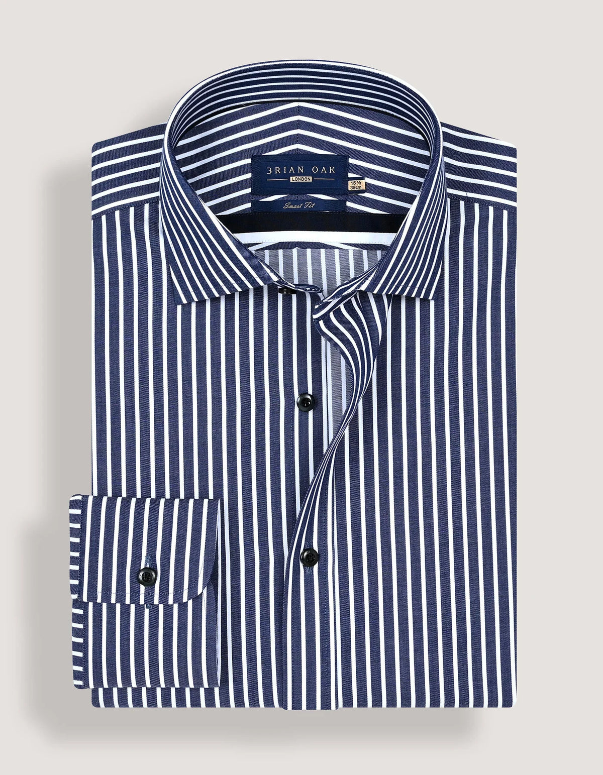 Men's Navy Striped Cotton Dress Shirt