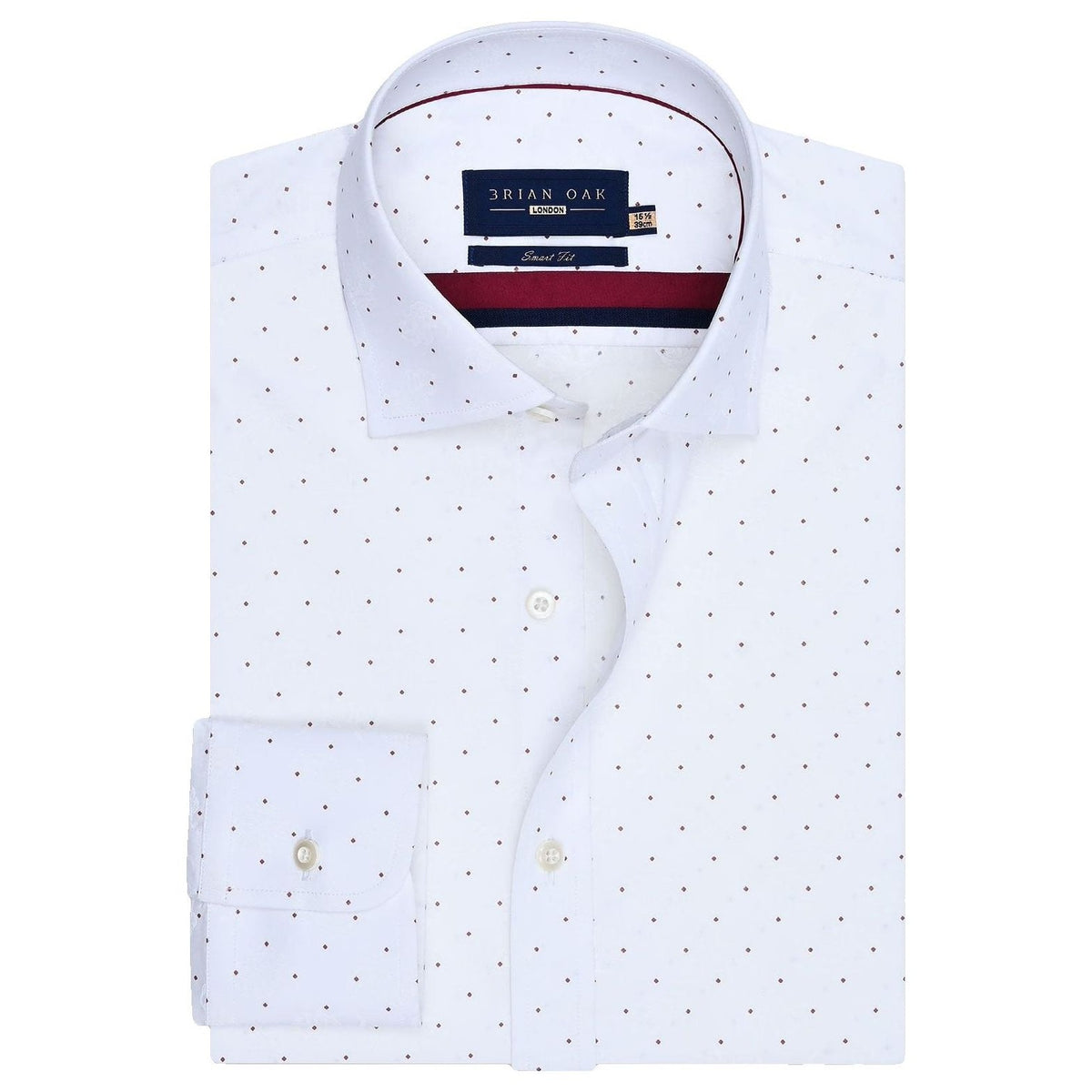 Men's White Self Paisley & Red Micro Dot Formal Shirt