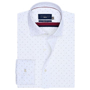 Men's White Self Paisley & Red Micro Dot Formal Shirt