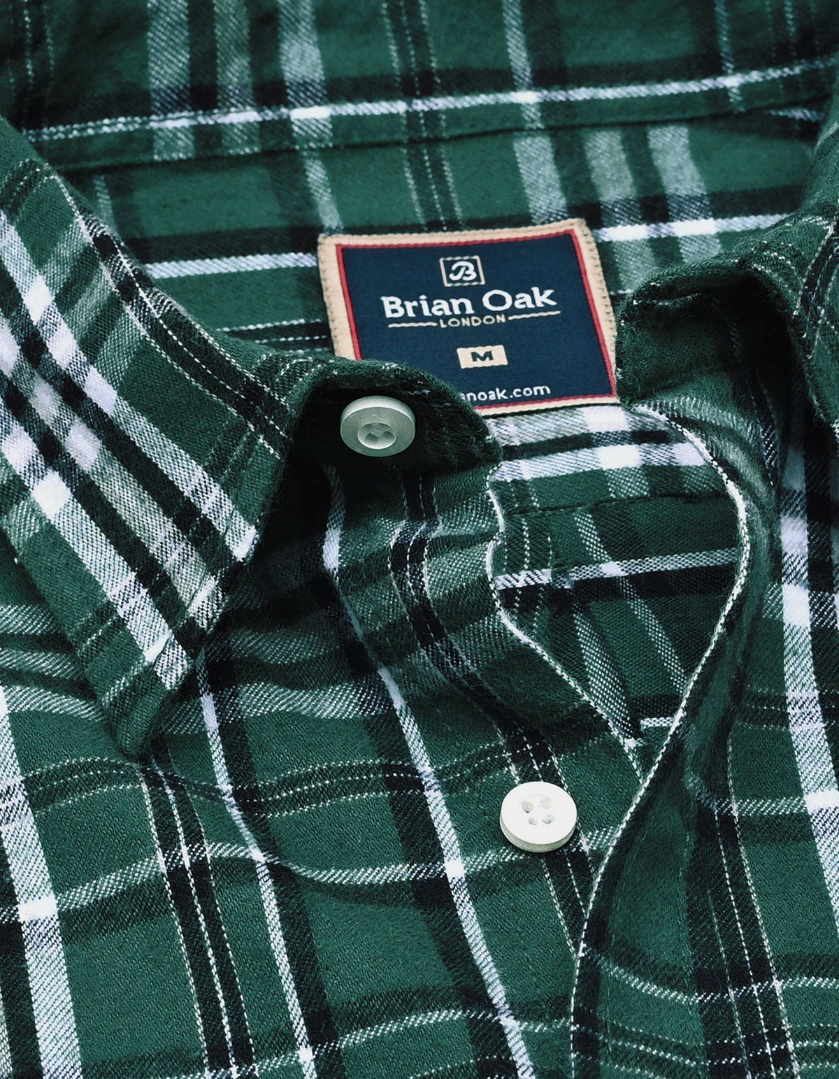 Men's Green and White Check Flannel Shirt