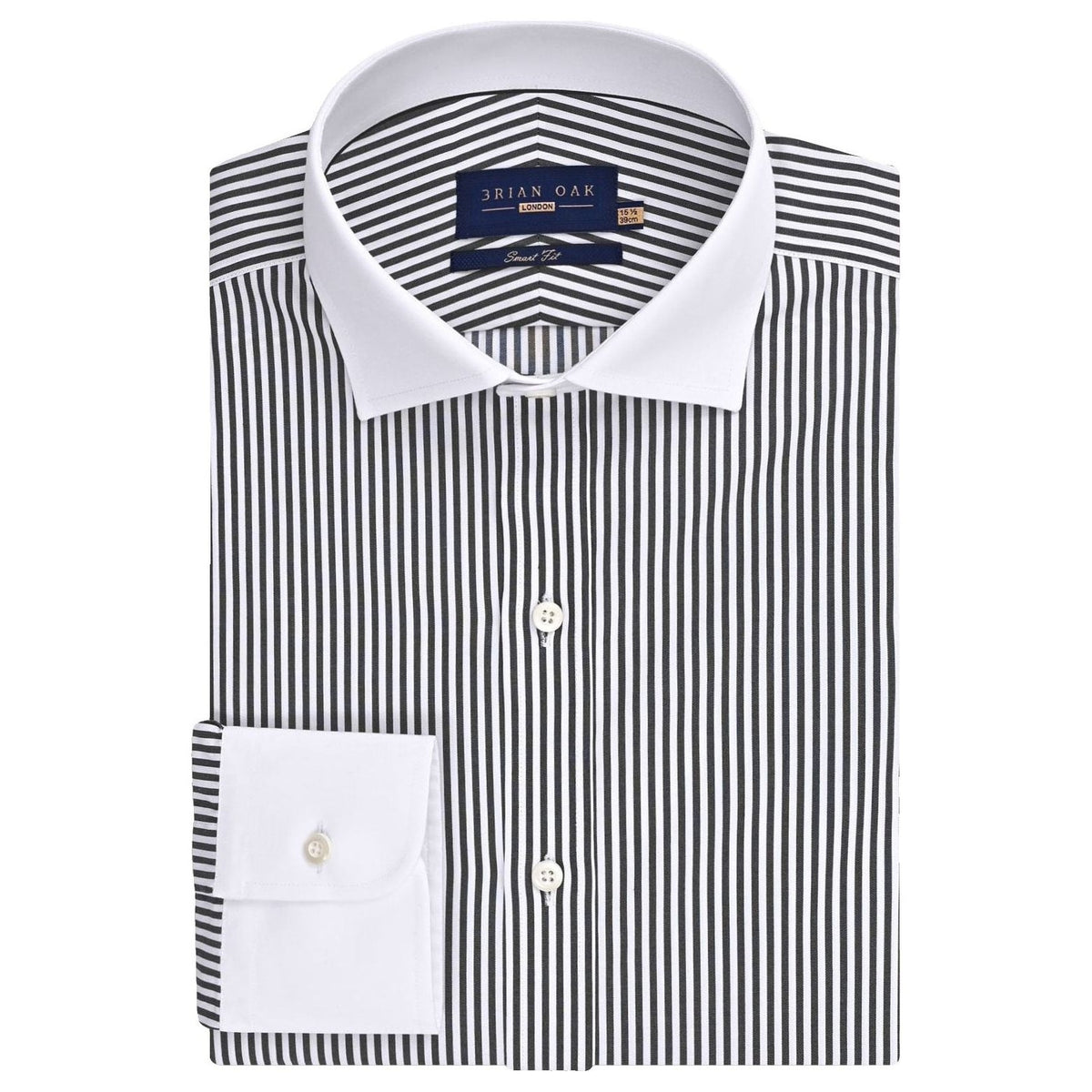 Men's White and black striped contrast collar shirt