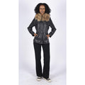 Womens Real Leather Short Parka Jacket Coat Fur Hood Zipped Brown Tan Black - Knighthood Store