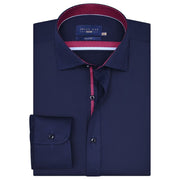 Men's Navy Designer Satin Dress Shirt
