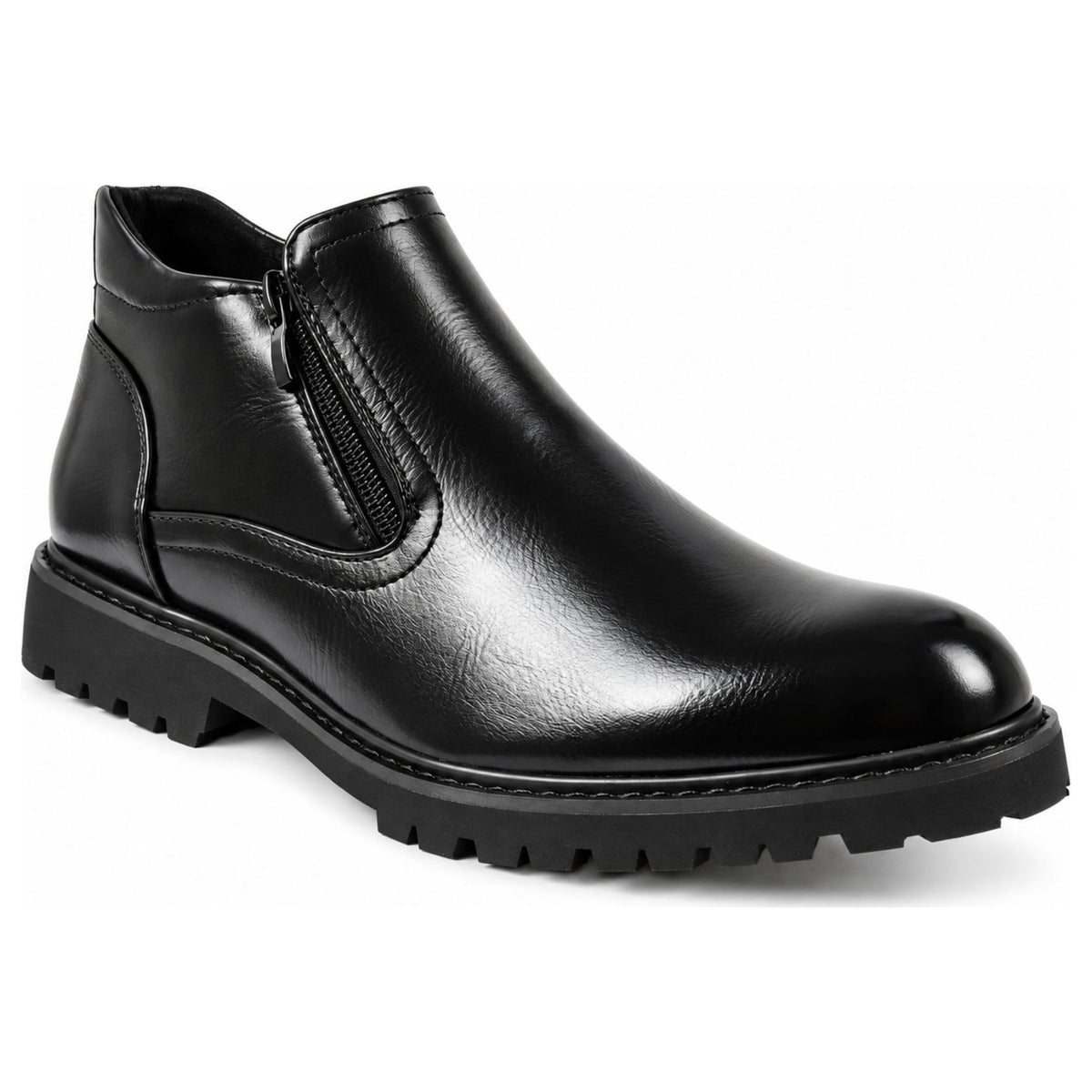 Men's Vegan Leather Side-Zip Casual Ankle Boots