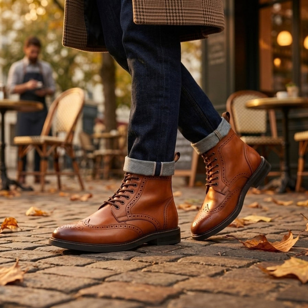 Aviemore - Men's Tan Brown Leather Brogue Ankle Boots