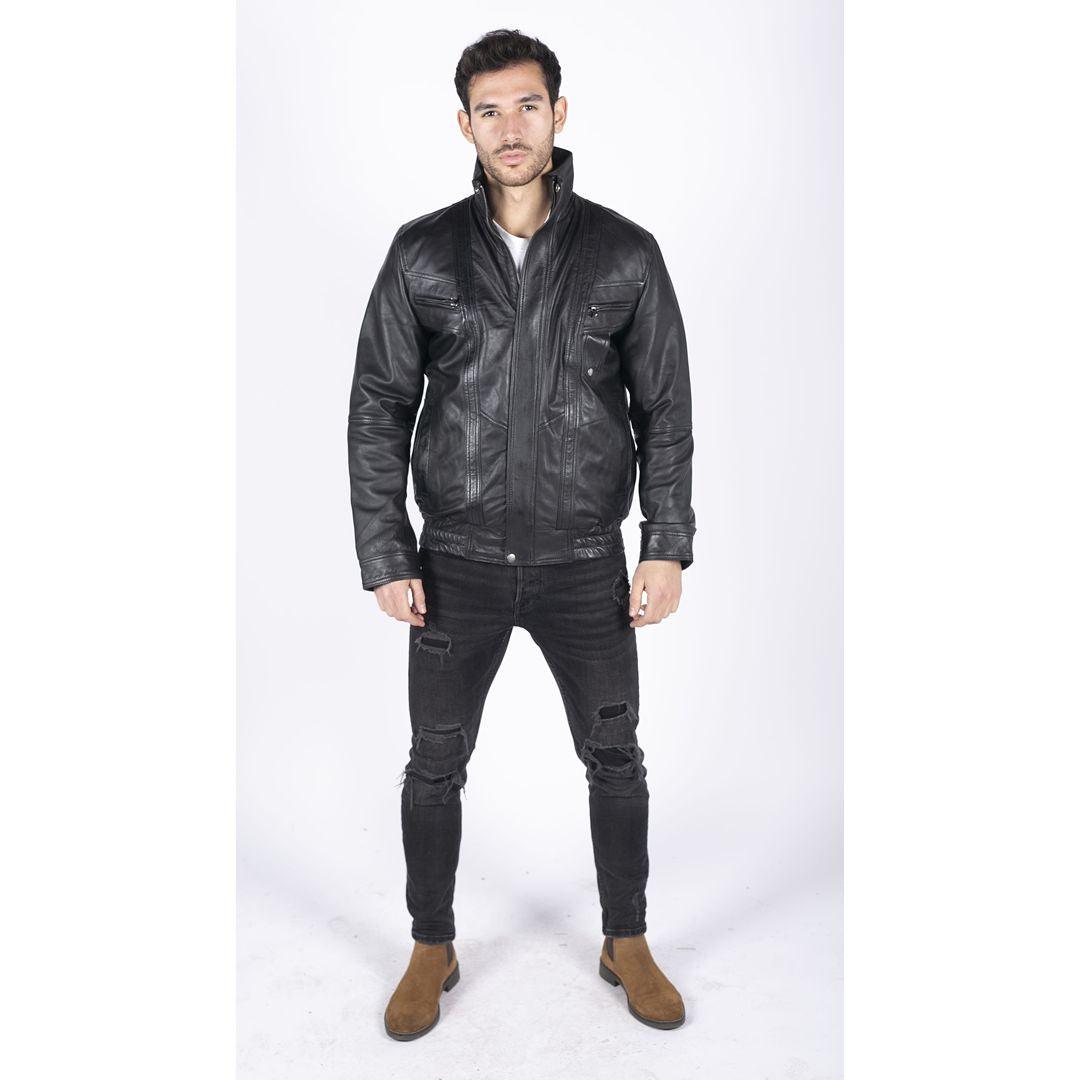 Mens Genuine Leather Bomber Jacket Leather Classic Vintage Style Casual Regular Fit - Knighthood Store