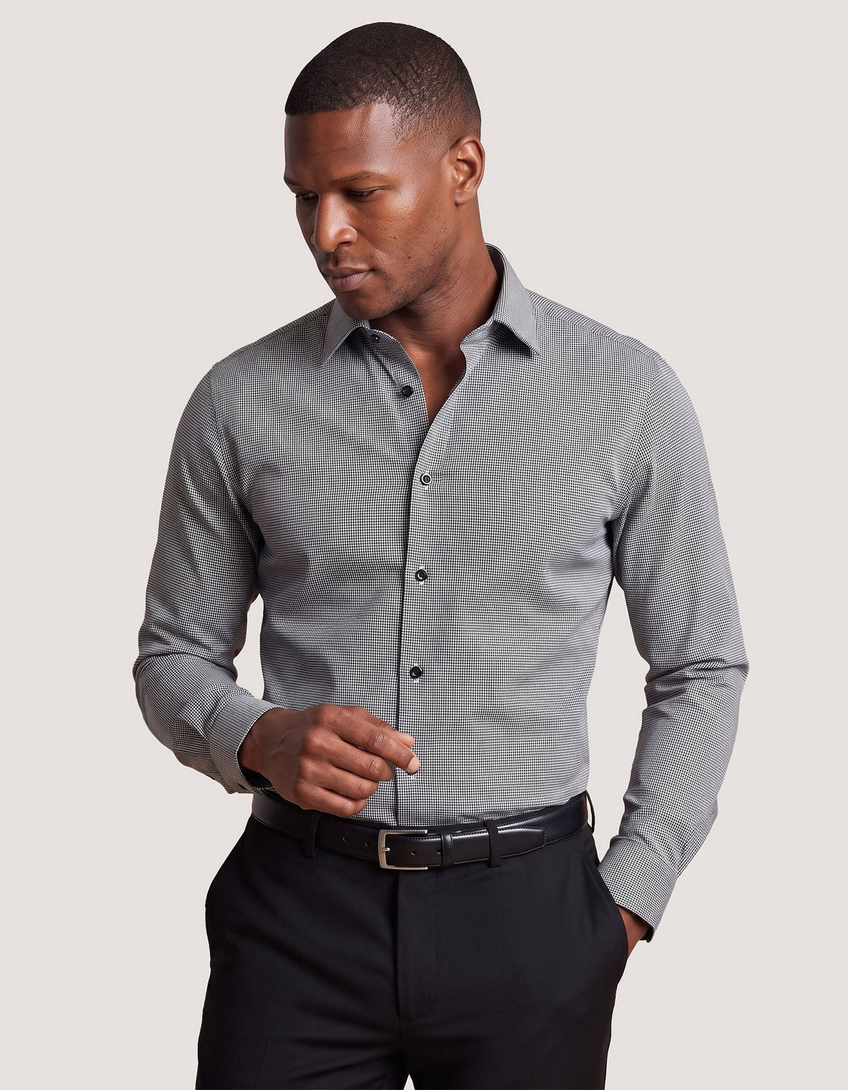 Men's Black And White Checkered Shirt
