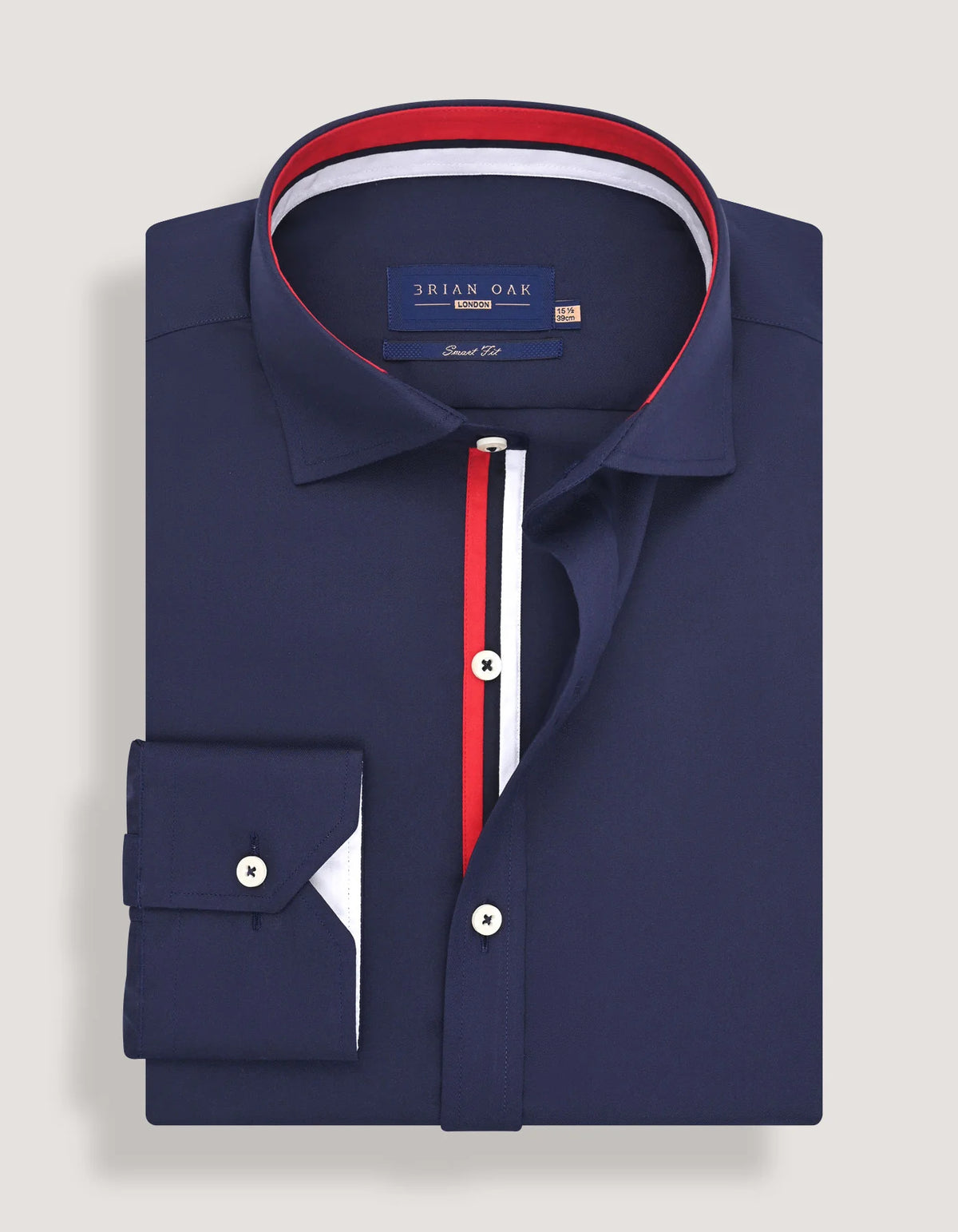 Men's Navy Twill Formal Shirt with Union Jack Contrast Trim