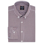 Men's Maroon Casual Check Shirt
