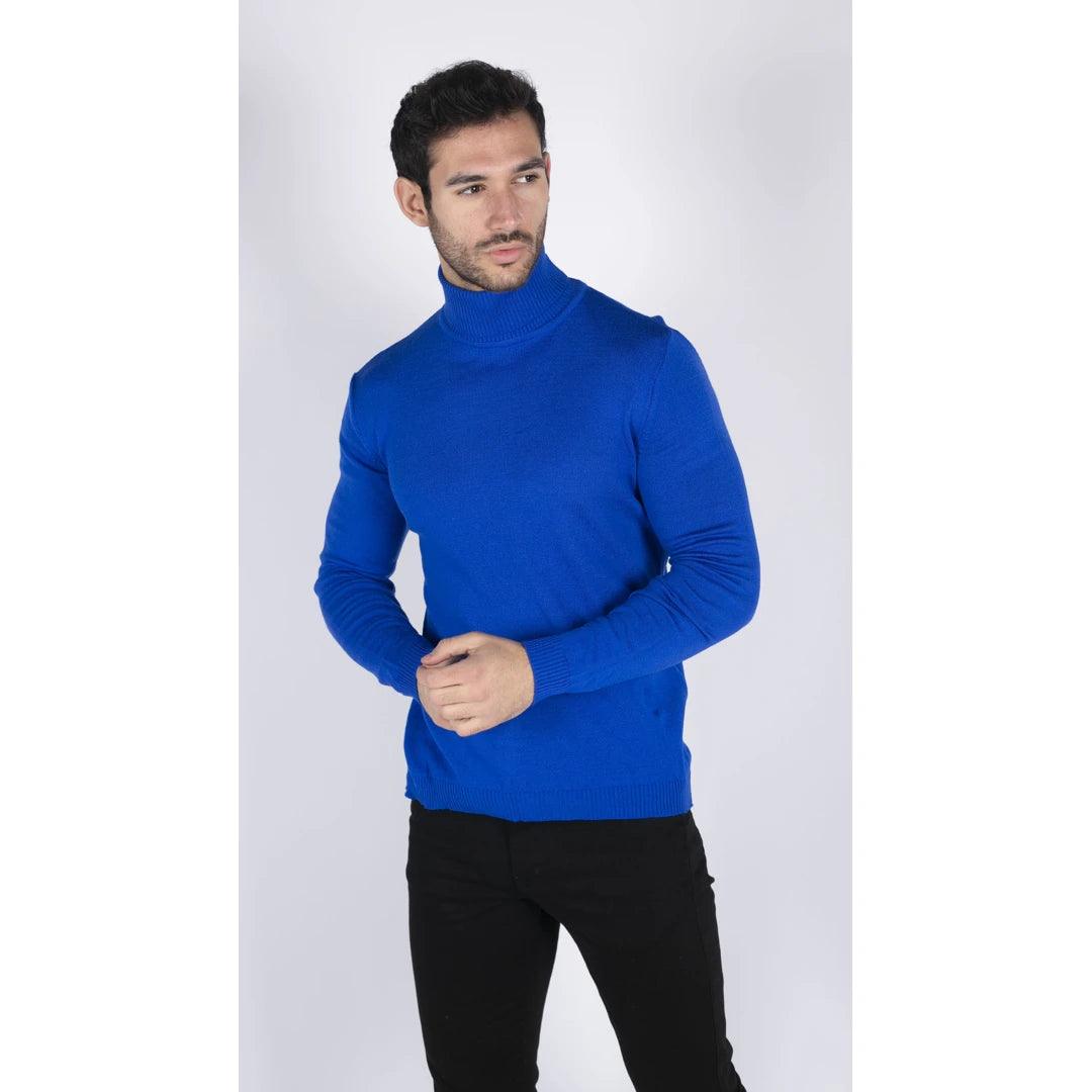Mens Polar Neck Jumper Roll Neck High Turtle Neck Slim Fit Light Weight - Knighthood Store