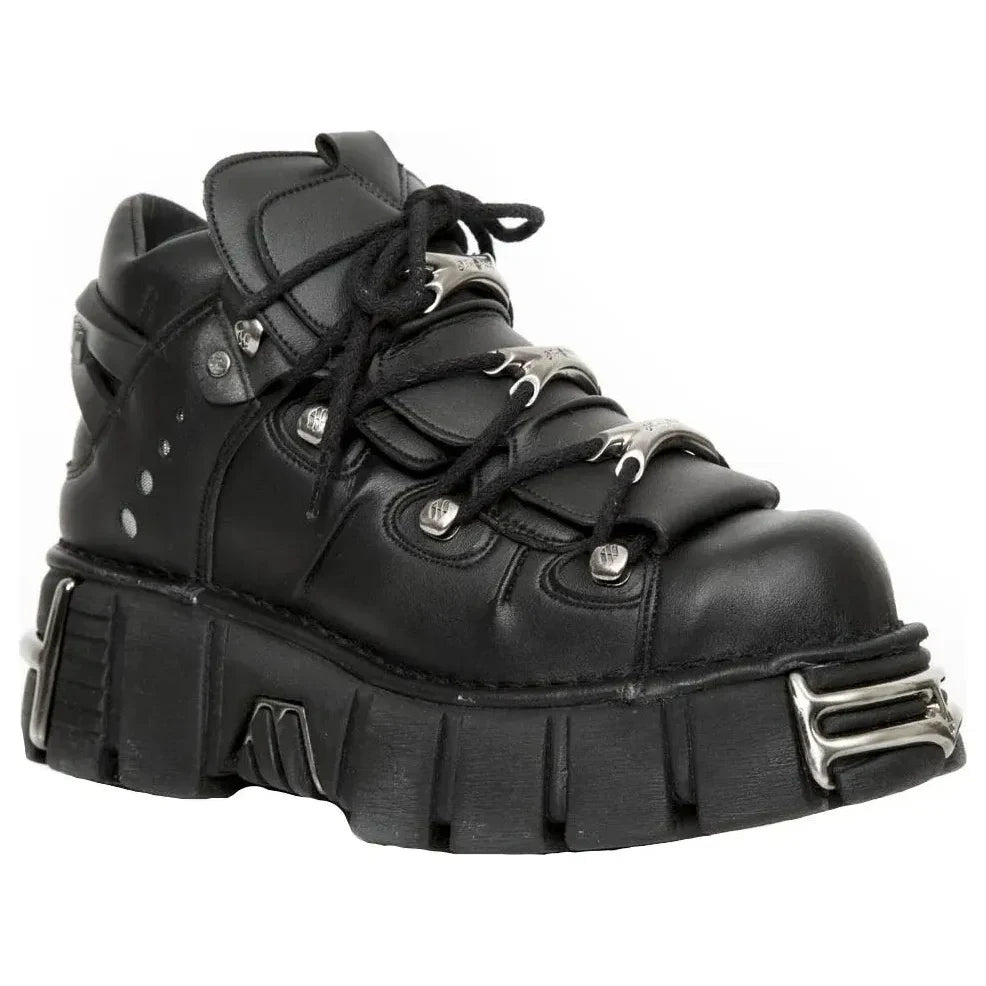 New Rock M-106-VS1 Unisex Black Vegan Leather Gothic Boots