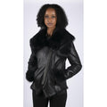 Womens Short Toscana Sheepskin Cross Zip Soft Classic Slim Fit Winter Warm - Knighthood Store