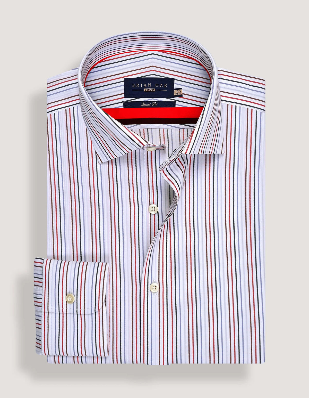 Men's Red Multicolour Stripes Shirt