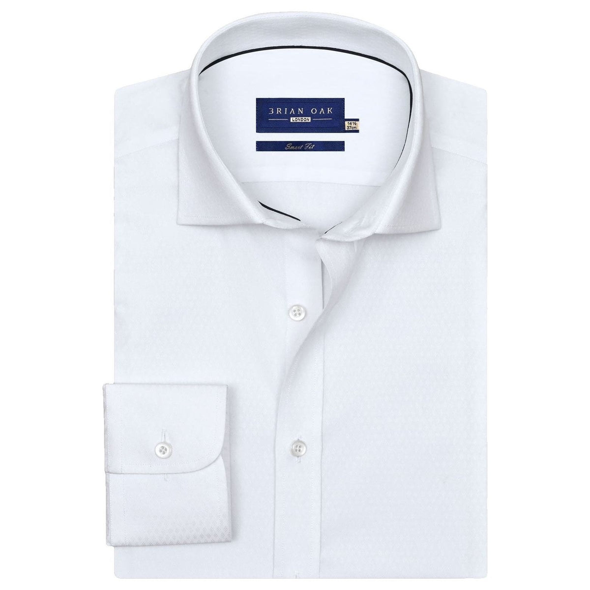 Men's Self Textured White Formal Shirt