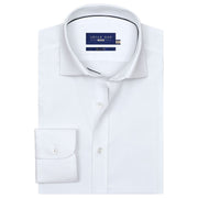 Men's Self Textured White Formal Shirt