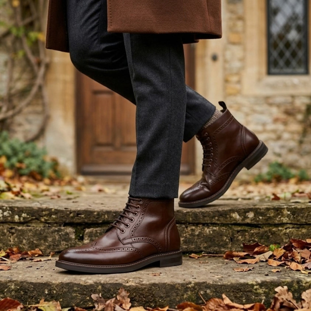 Aviemore - Men's Brown Leather Wingtip Brogue Ankle Boots