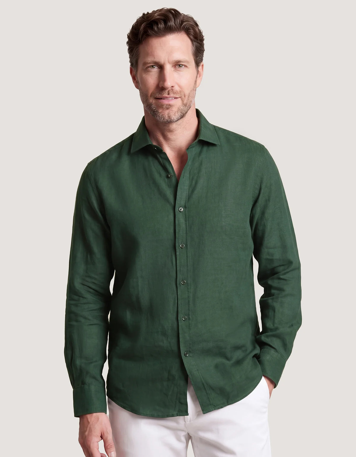 Men's Pure Linen Shirt - Green