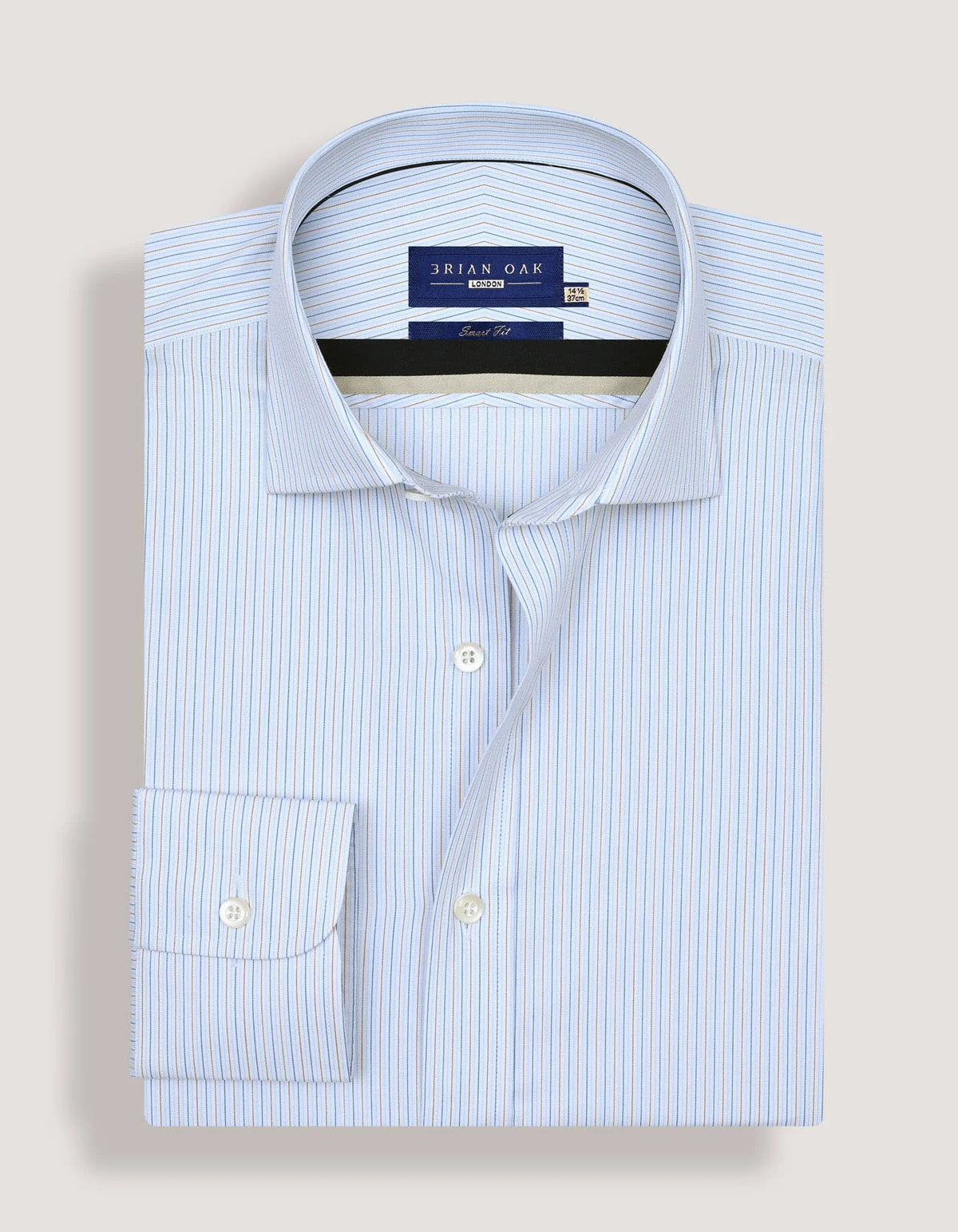 Men's Striped Cotton Dress Shirt – Blue and Mustard