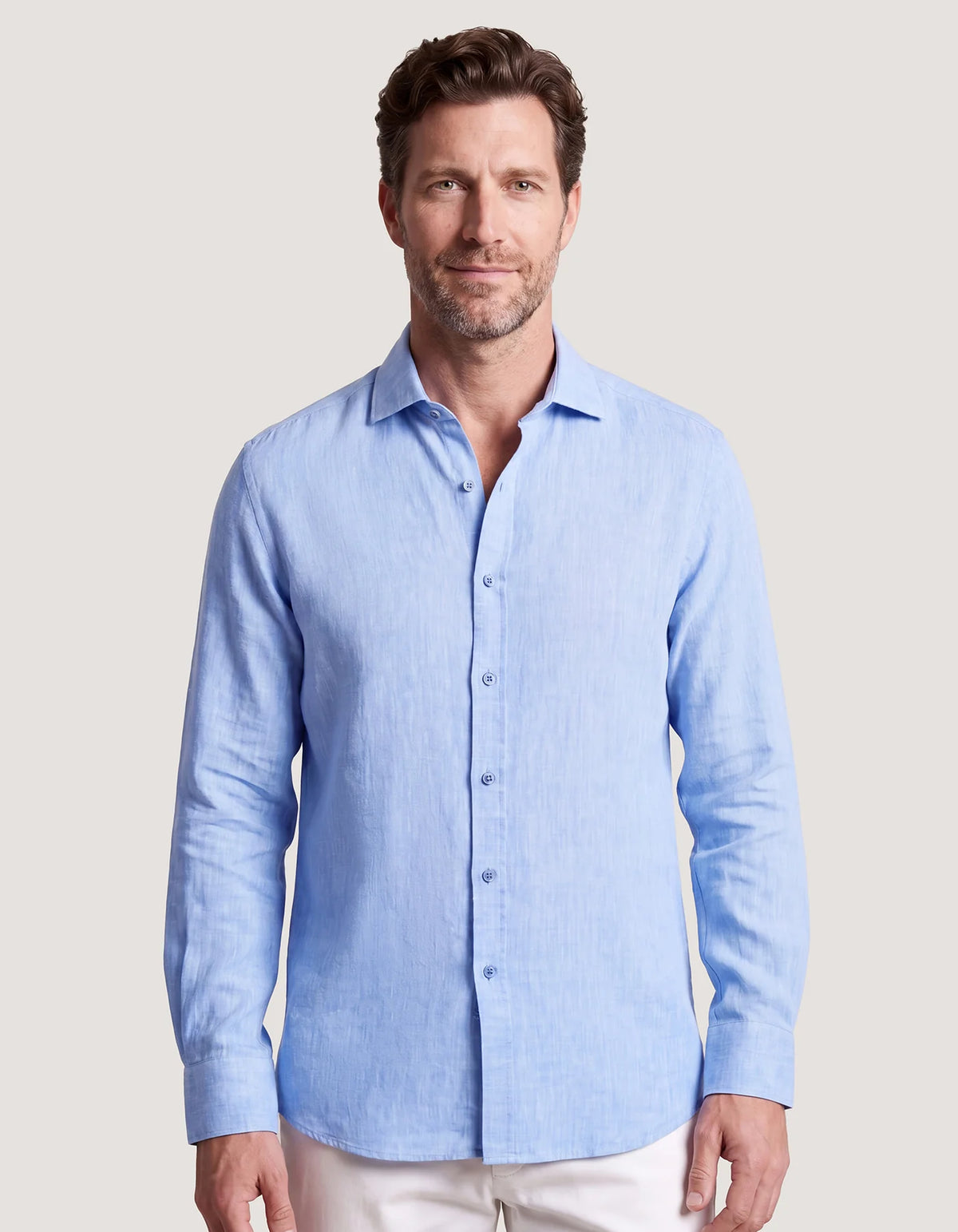 Men's Pure Linen Shirt - Sky Blue